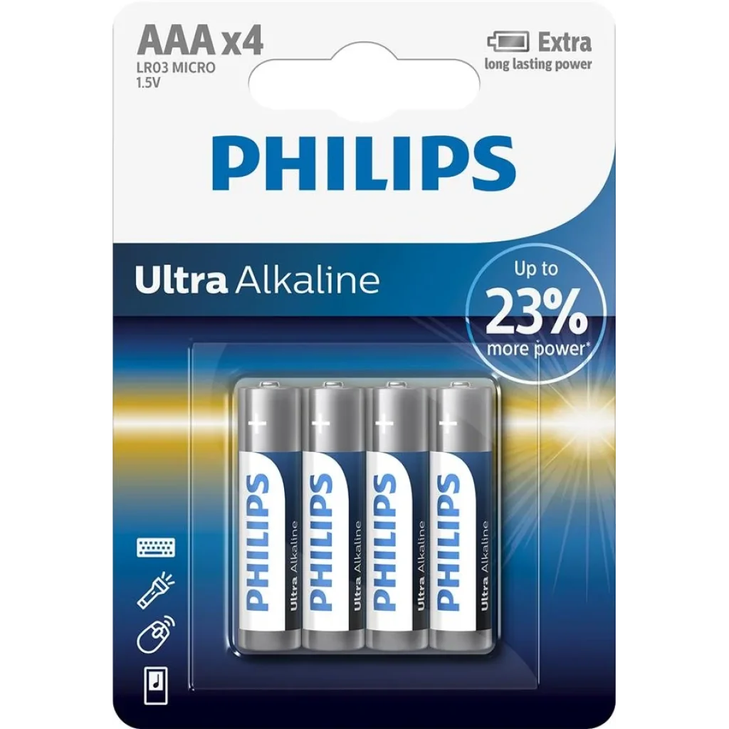 Батарейка Philips Ultra Alkaline AAA BLI 4 UA